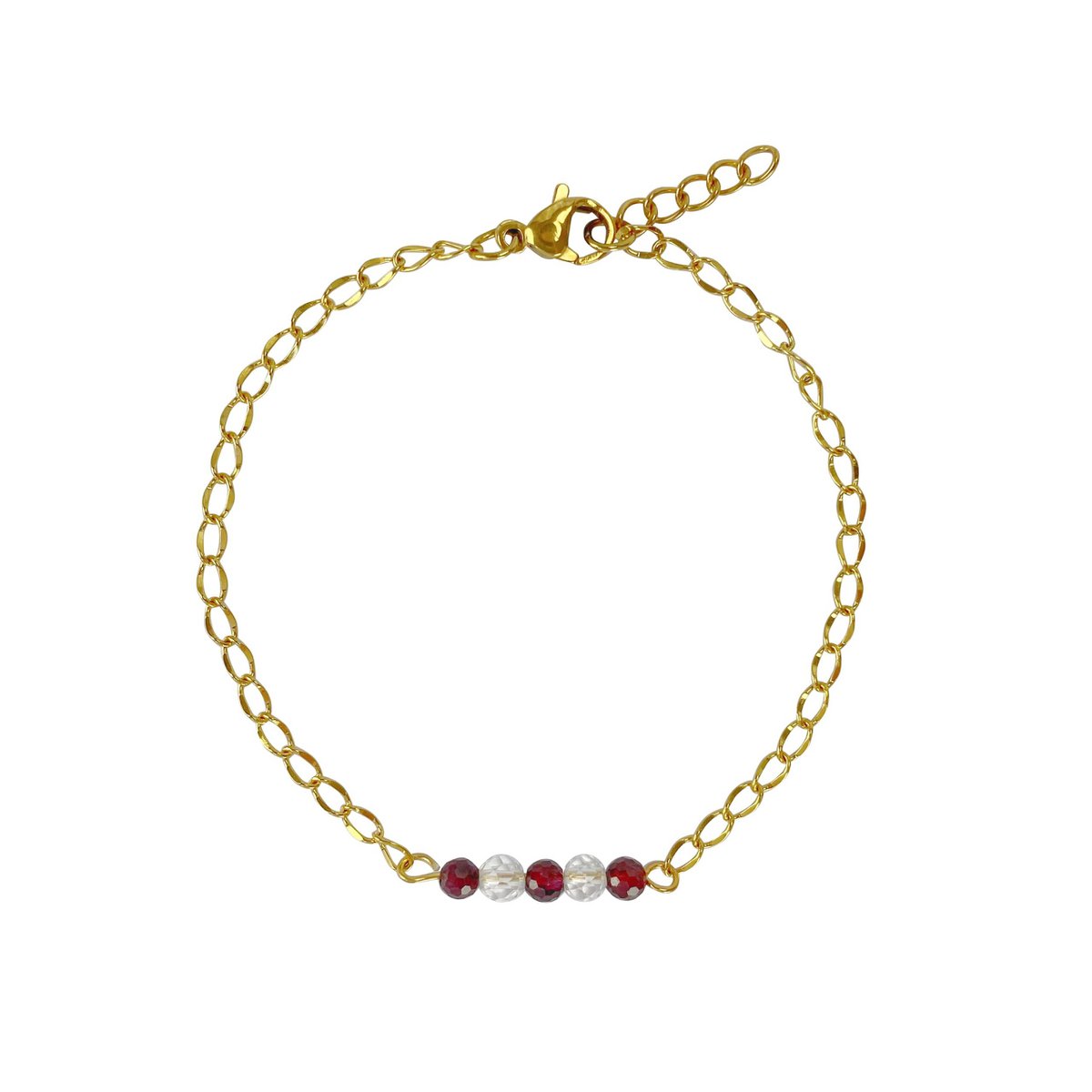 Bracelet Rock Crystal & Garnet - Gold