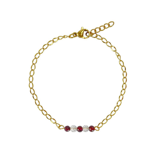 Bracelet Rock Crystal & Garnet - Gold