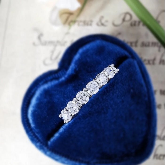 Sparkling Half Eternity Moissanite Rings