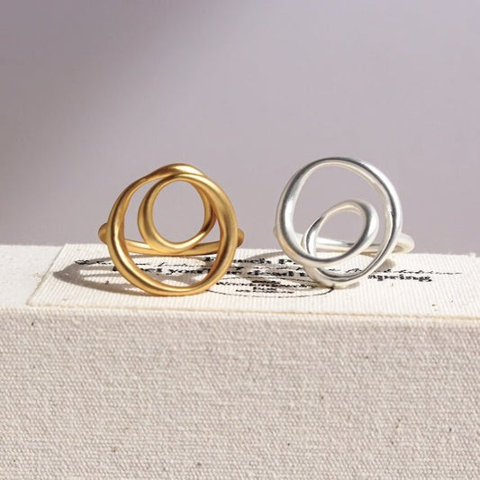 Minimalist Swirl Line Ring - Gold n Silver