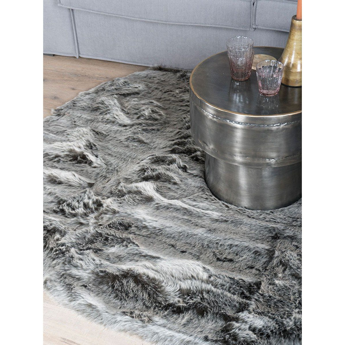 Rug Donsie Anthracite Round ø160 cm
