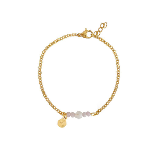 Kunzite, Moonstone & Butterflies Bracelet - Gold