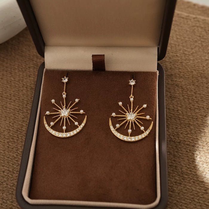 Luxury Star & Moon Statement Drop Earrings