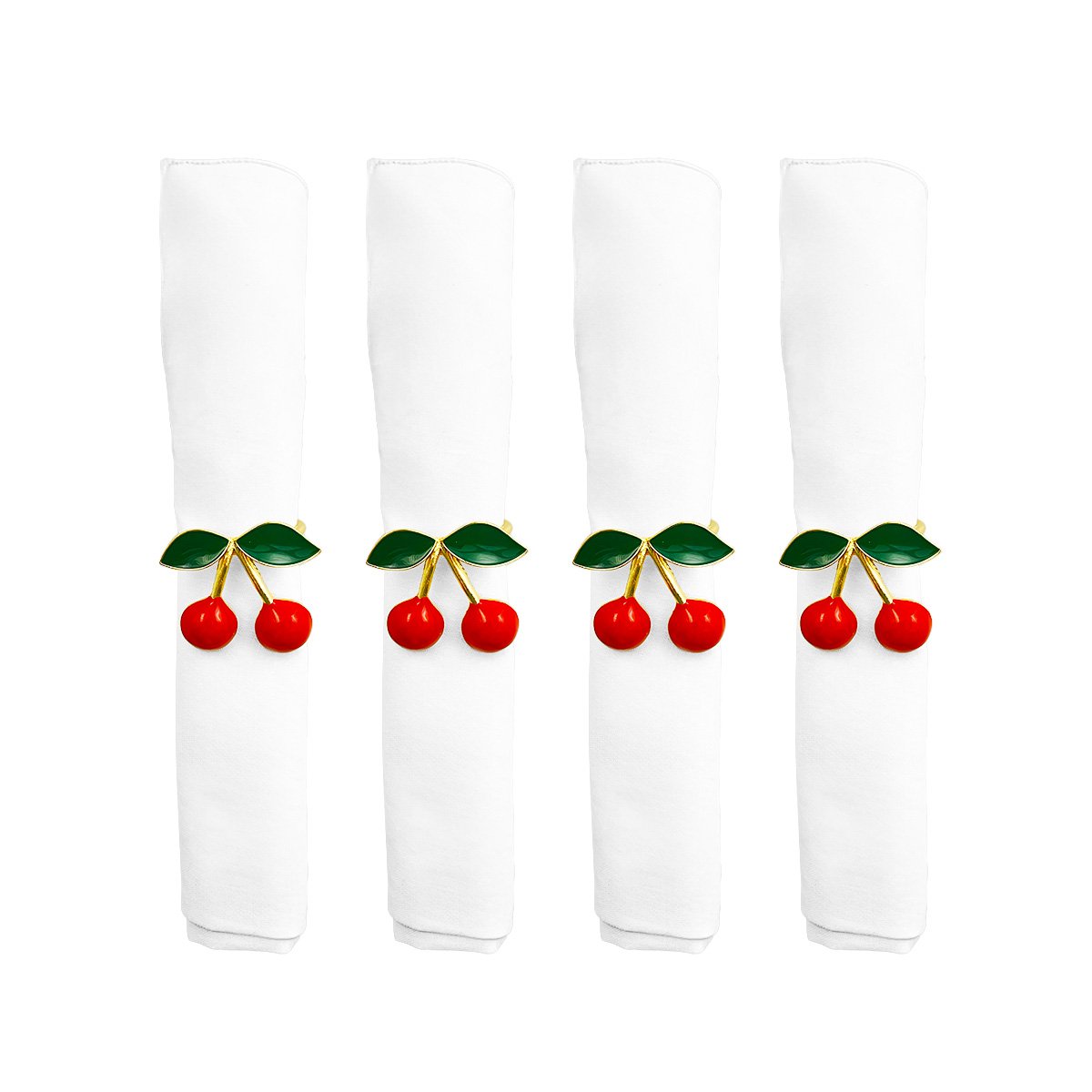 Set of 4 cherry design napkin rings