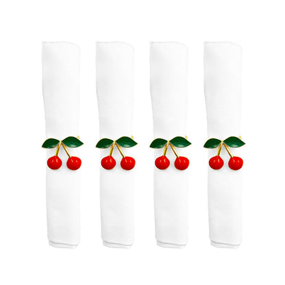 Set of 4 cherry design napkin rings