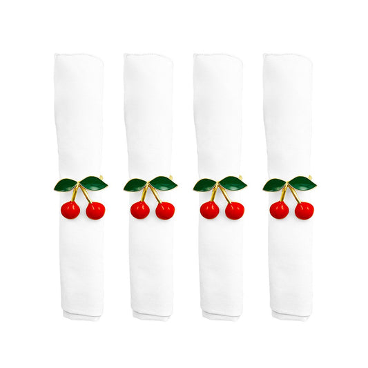 Set of 4 cherry design napkin rings