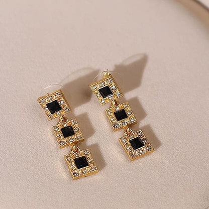 Vintage Style Geometric Black Onyx Jewelry Set