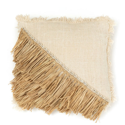 The Raffia Cotton Cushion Cover - Natural White - 60x60