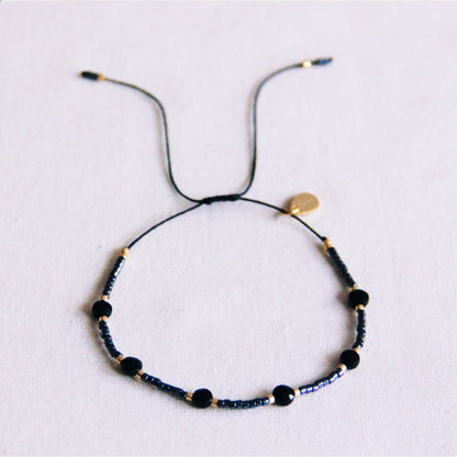 Gemstone bracelet with Miyuki – black/anthracite