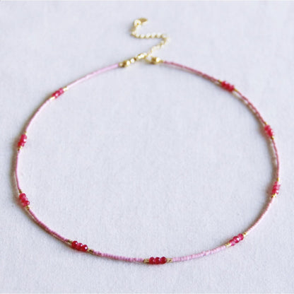 Miyuki necklace - Peach cherry kiss