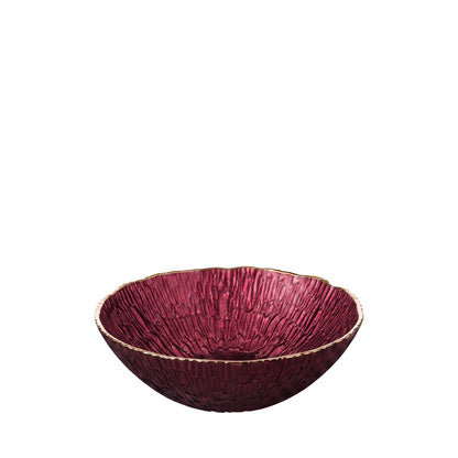Burgundy bowl with gold edge 23cm