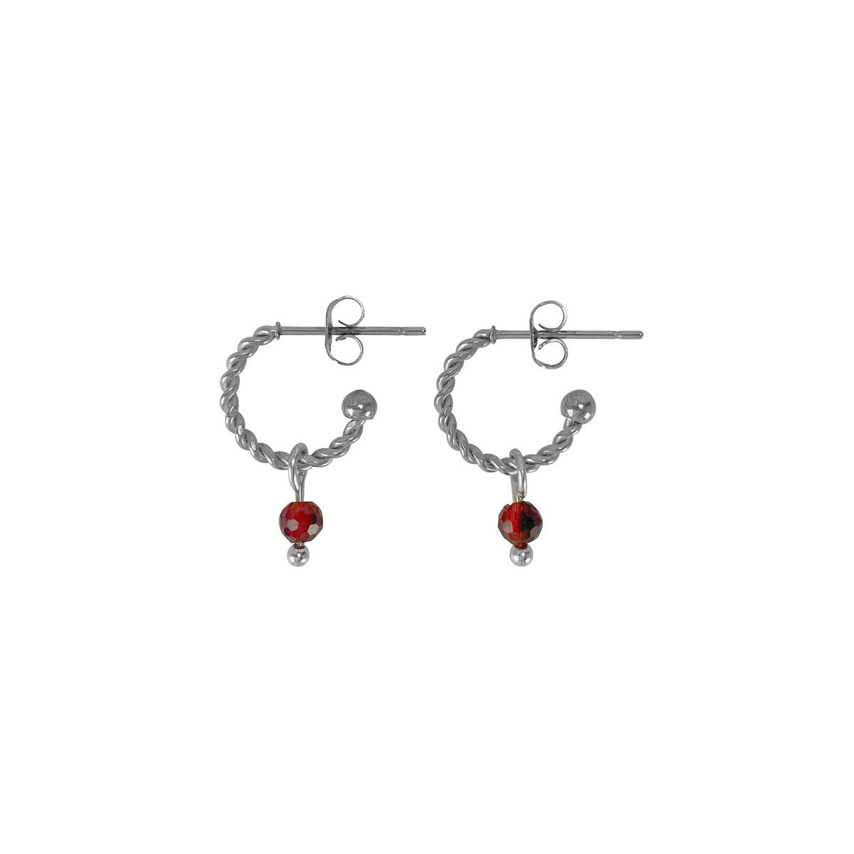 Earrings Garnet - Silver