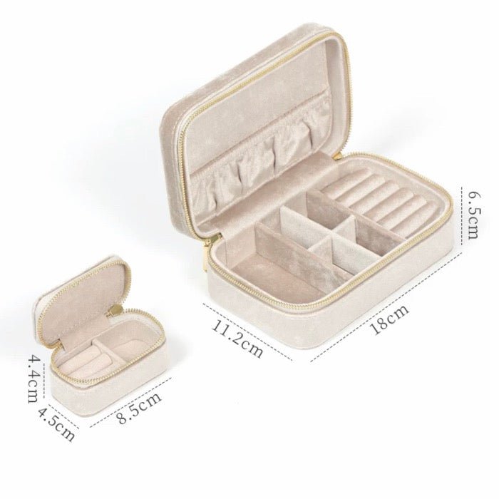 Duel Velvet jewelry box-Milky beige