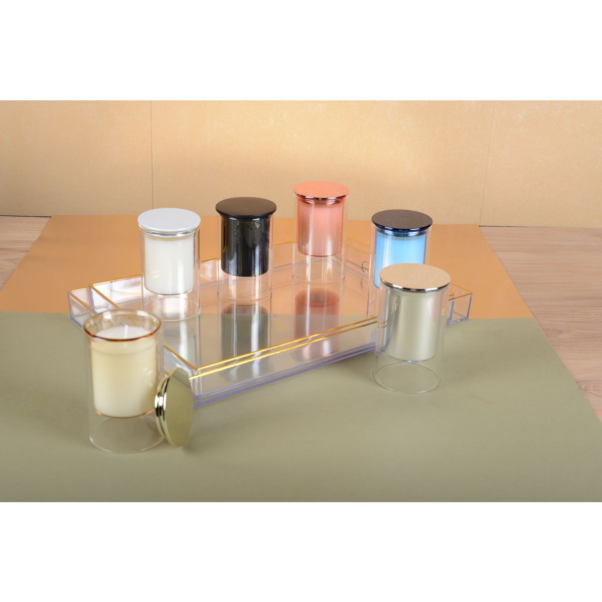 Blue Candle Perfume wooden wood 7x11.3cm