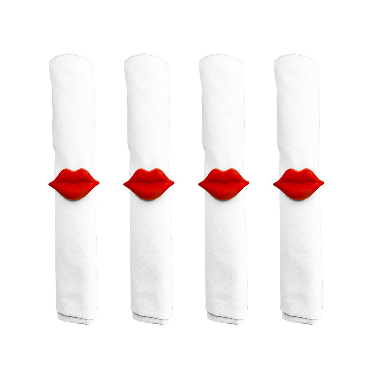 Set of 4 red mouth napkin rings