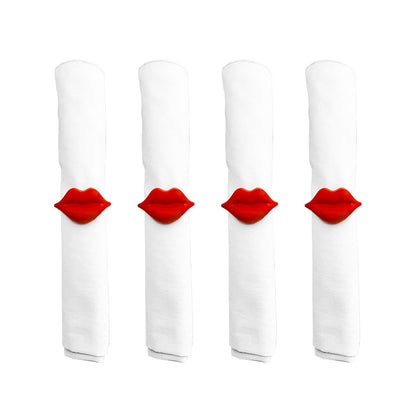Set of 4 red mouth napkin rings