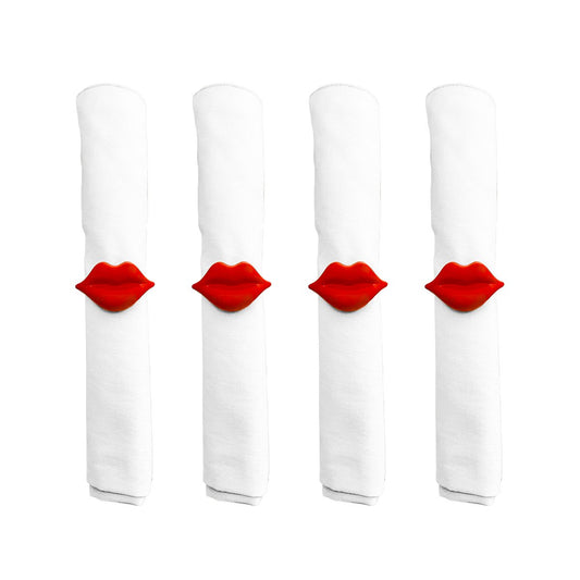 Set of 4 red mouth napkin rings