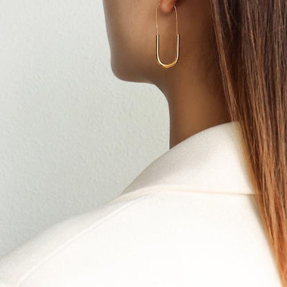 Minimal Design Paper Clip Hoop Earrings