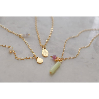 Lemon Jade & Tourmaline Necklace - Gold