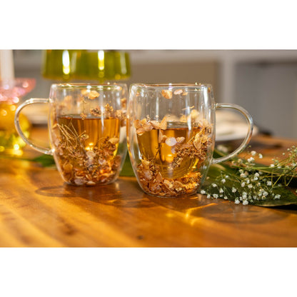 Double wall tea cups 350ml golden flowers - Lot of 2
