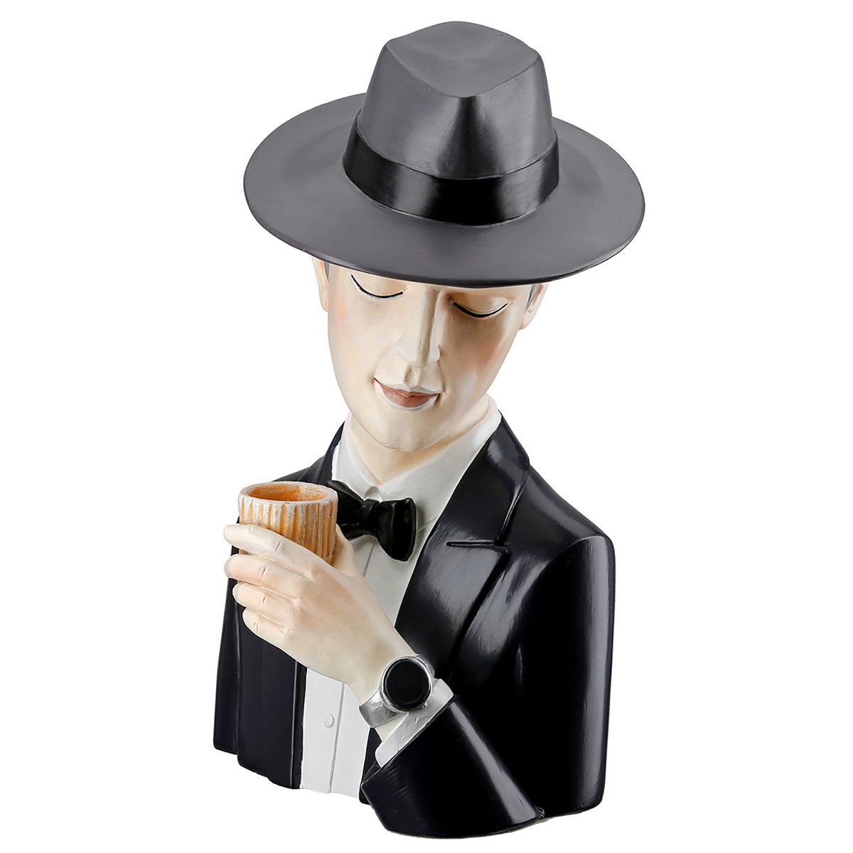 Figure Mann Gentleman with whiskey glass, H.26 cm