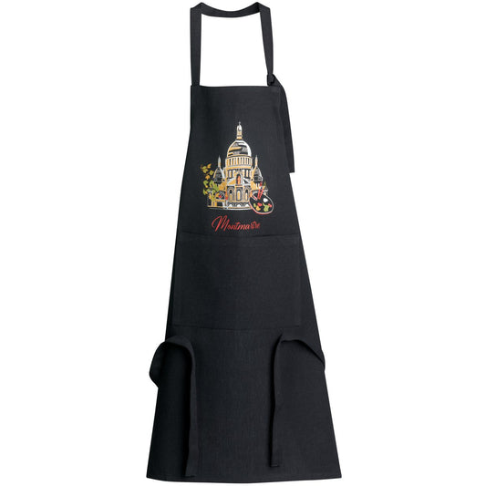 Recycled Montmartre kitchen apron with pocket Black 85 x 72