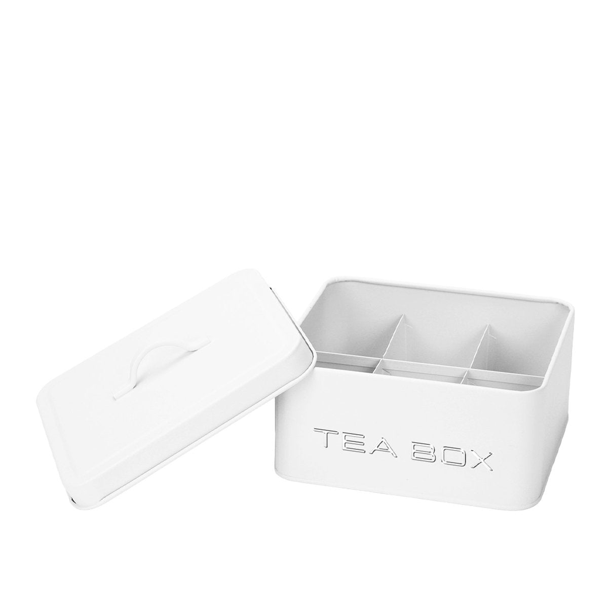 Tea box 6 white and silver compartments 18x15.5x8cm
