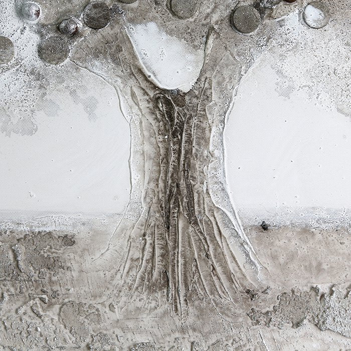 Picture "Big Tree" white/grey/silver 120x90cm