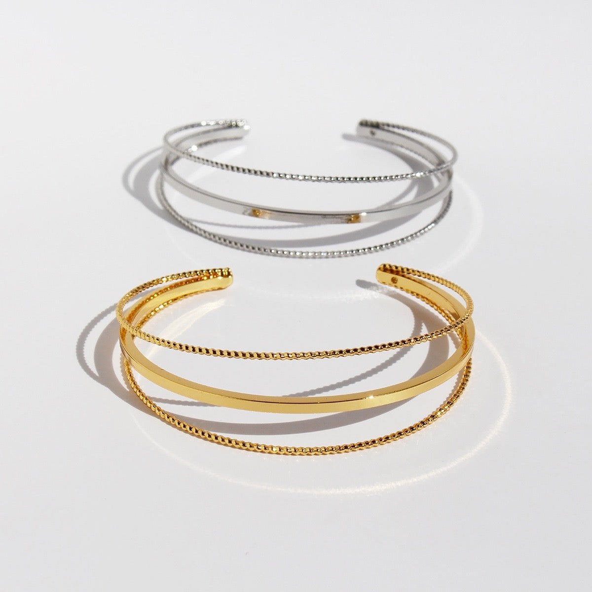 Minimalist Open Bangle Set – Gold & Silver