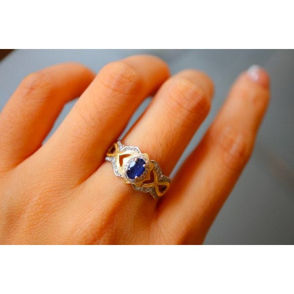 Sapphire Crown Ring - Real Sapphire - adjustable