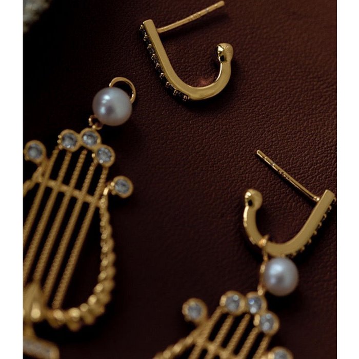 Elegant Greek Harp-Inspired Earrings