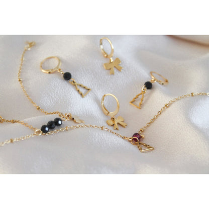 Bracelet Christmas Tree & Garnet - Gold