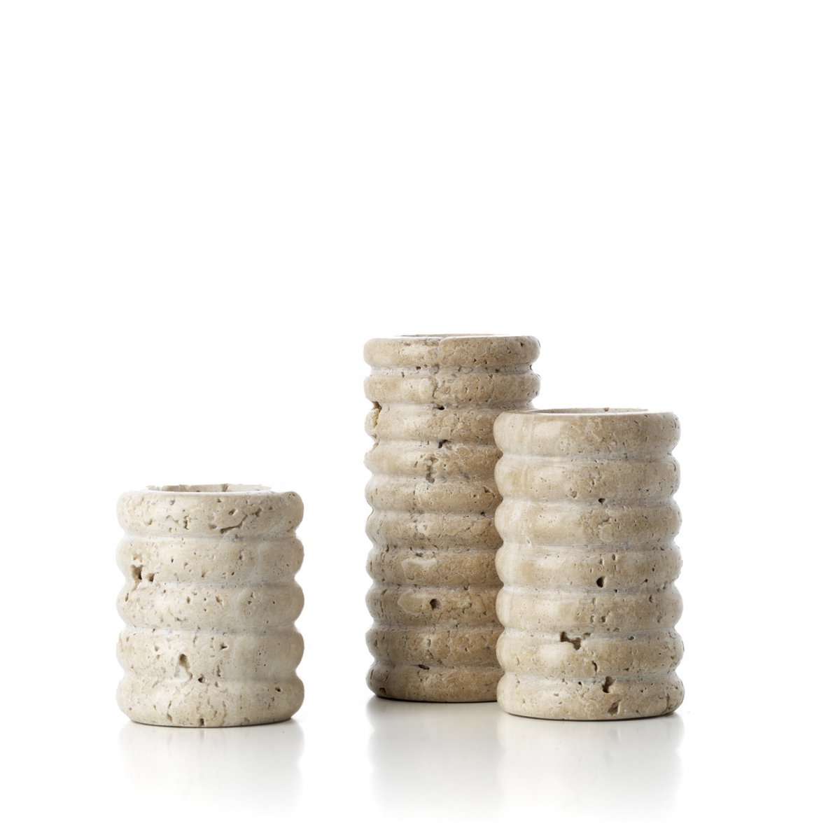 The Travertine Ripple T-Light Holder - Beige - L