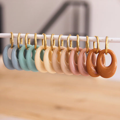 Stainless steel earring with resin drop - old pink/gold - LC702