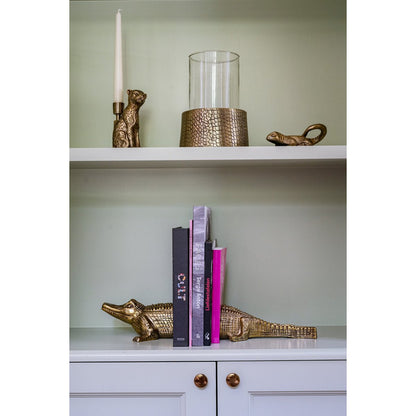 The Croco Candle Holder with Glass - Brass - L