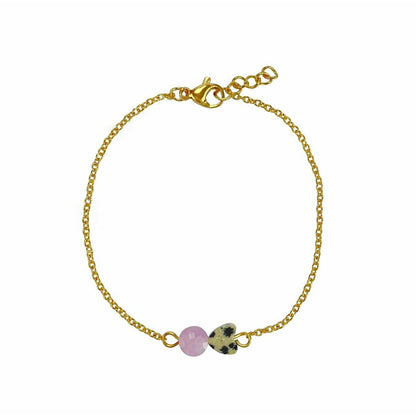 Bracelet Jasper Heart & Chalcedony - Gold
