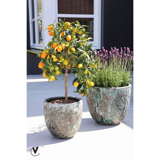 Plant pot - Laki Relic Jade Set Ø36/25 x H34/25 cm - (set of 2 pieces)