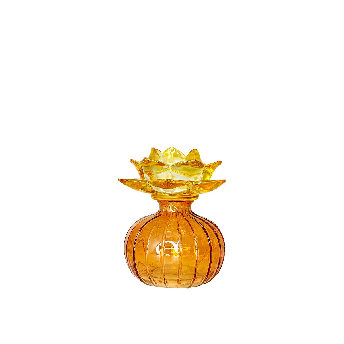 Pink and yellow Capri candle holder 12x12x14.3cm
