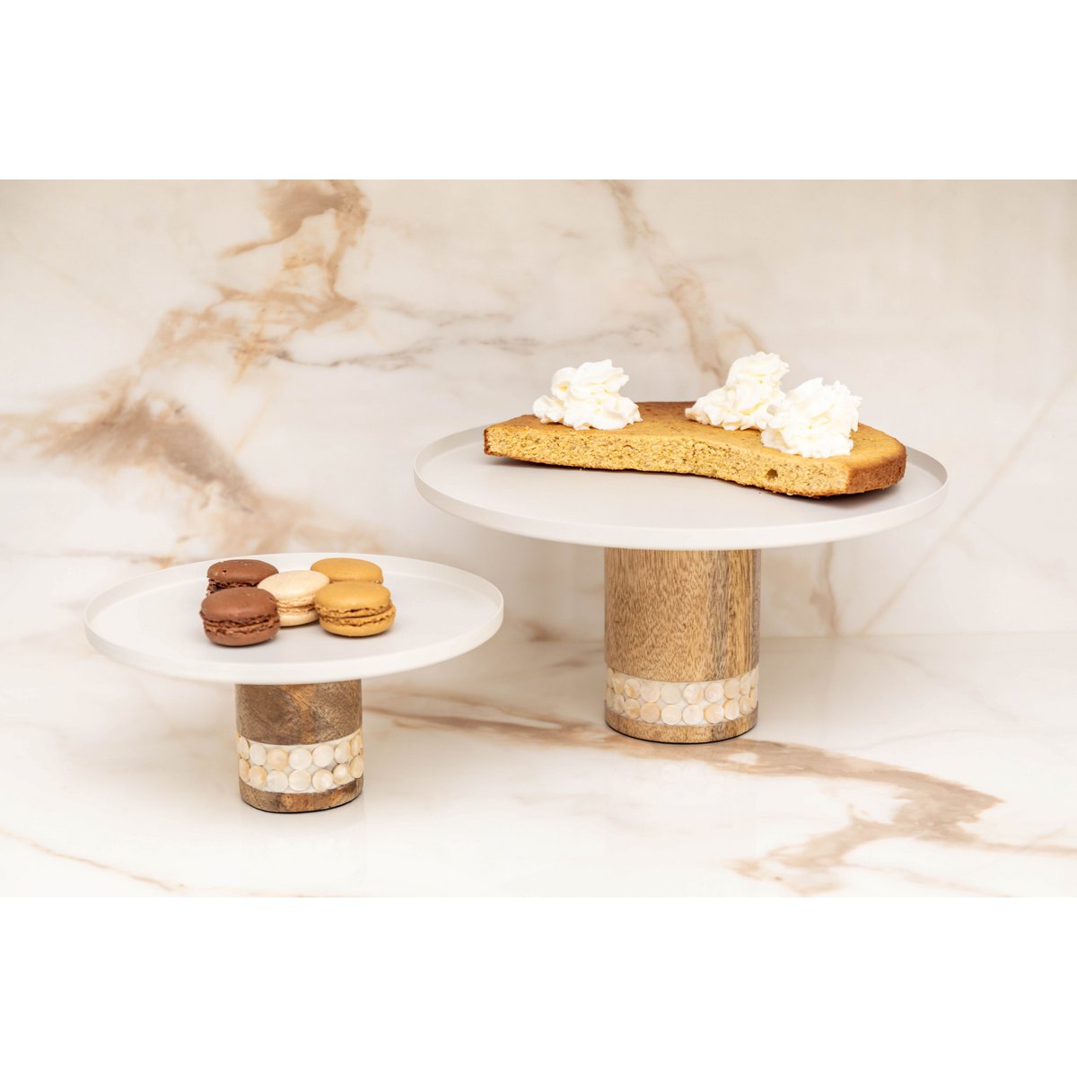 Wooden white pie dish large model 30x30x15cm