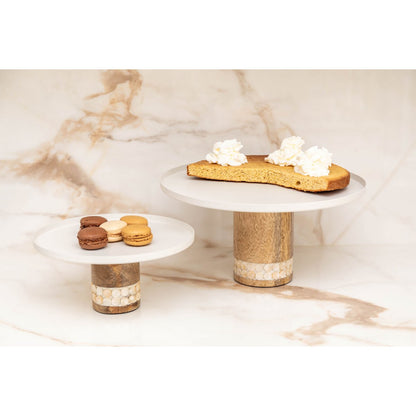 Wooden white pie dish large model 30x30x15cm