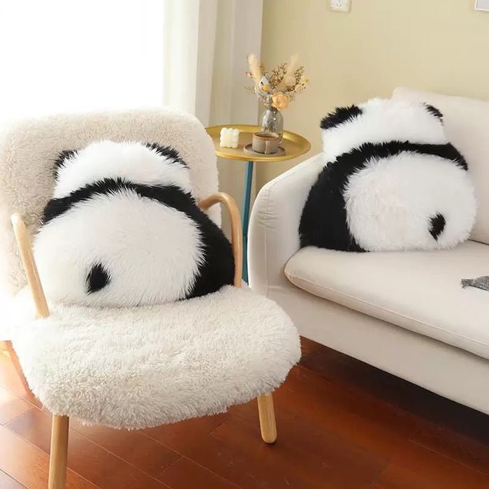 Fluffy Panda Cushion – Natural Wool