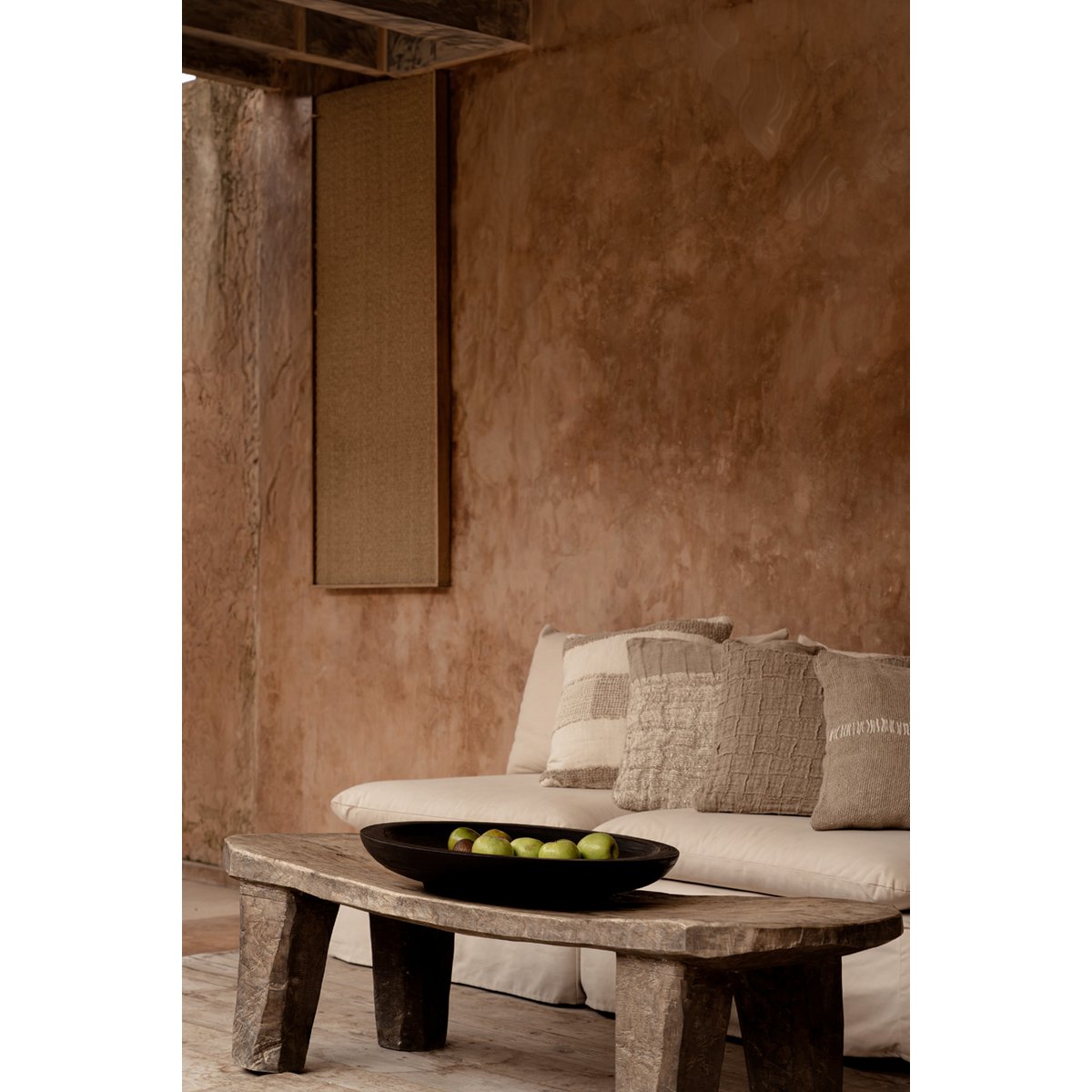 The Linen Damier Cushion Cover - Natural
