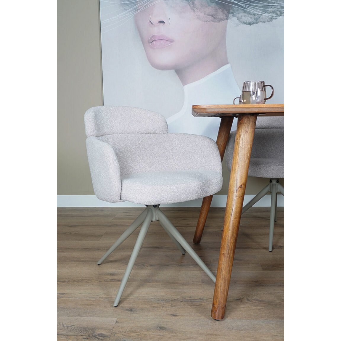 Dining room chair Chase - Bouclé - Naturel