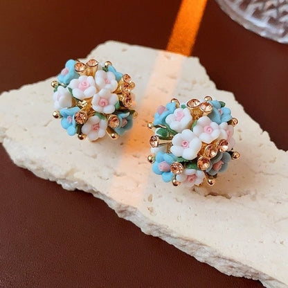 Blooming Rose Bouquet Ceramic Earrings