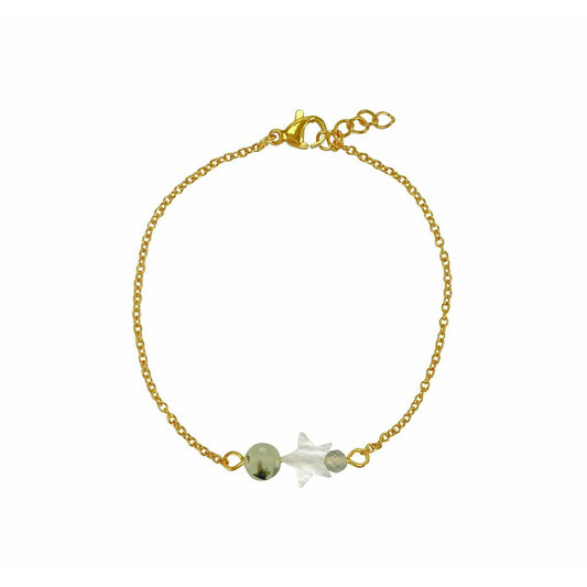 Bracelet Shell Star & Prehnite - Gold