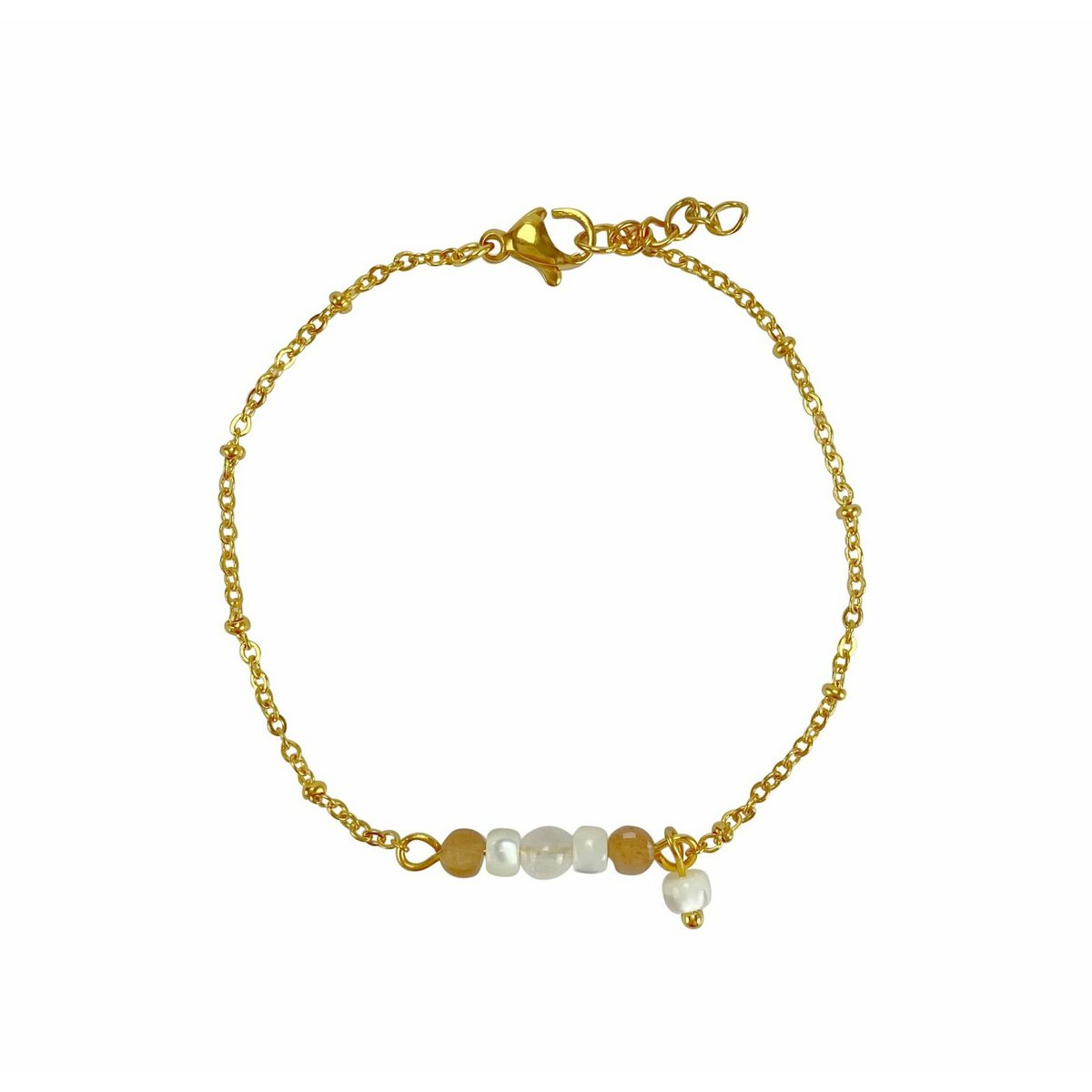 Bracelet Sunstone, Jade & Shell - Gold
