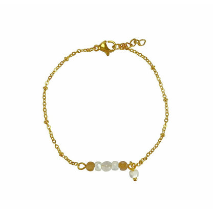 Bracelet Sunstone, Jade & Shell - Gold