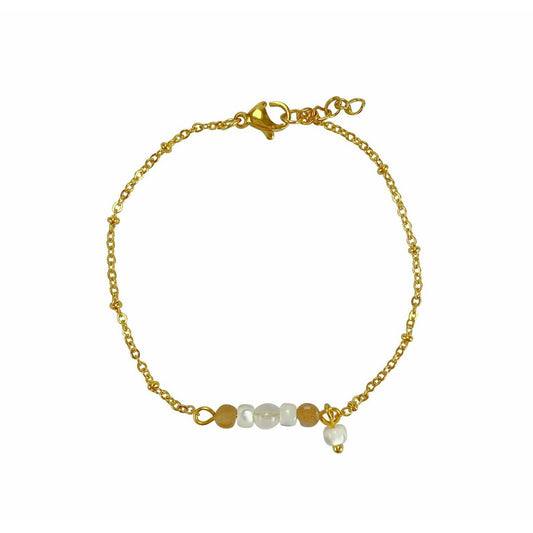 Bracelet Sunstone, Jade & Shell - Gold