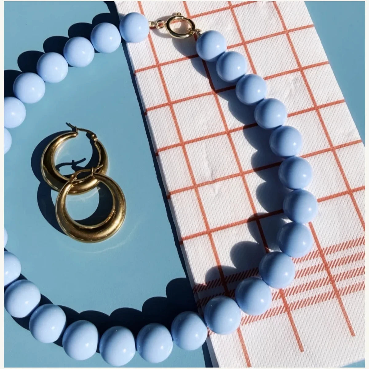 Beaded necklace XXL - light blue