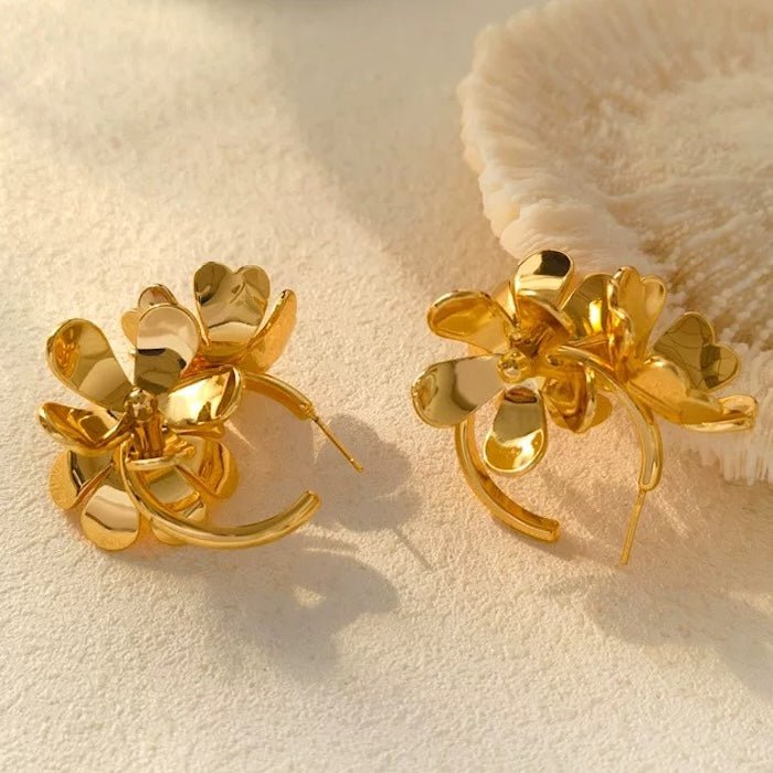 Dynamic Vivid Flower Petals Hoop Earrings